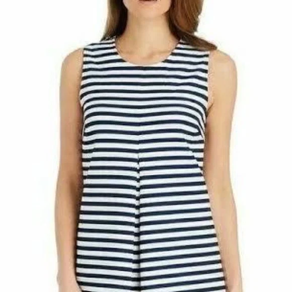 J. McLaughlin Tracy Blue & White Stripe Shift Dress (M) - Picture 2 of 12